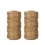 Tenn Well Natural Jute Twine, 656 Feet 2Ply Brown Twine String for Crafts, Gift Wrapping, Packing, Gardening and Wedding Decoration (2PCS X 328 Feet)