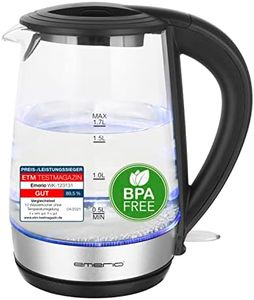 Emerio WK-123131, Glass Kettle 1.7 L, BPA-Free, Best Borosilicate Glass, 2200 Watt, Beautiful Blue LED Lighting, Auto Off, Overheating Protection, with High-Quality Stainless Steel