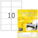 TopStick Self Adhesive Address Labels, 10 Labels per A4 Sheet, 100 Sheets, 99.1 x 57 mm, 1000 Labels, Blank Mailing Labels Stickers, Sticky Labels for Laser & Inkjet Printer, White