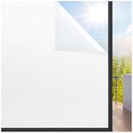 rabbitgoo Window Privacy Film, Frosted Glass Window Film Static Cling, Sun Blocking Window Clings, Non-Adhesive Removable Window Stickers for Bathroom, Home, Door, White 90 x 200cm