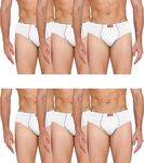 VIP Men's Solid Cotton Briefs with Elasticated Waistband - Pack of 6 White Color - Soft, Breathable, and Comfortable Underwear for Everyday Wear (White May Vary 95cm)