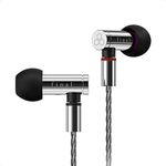 final E5000 In Ear Isolating Earphones, 6.4mm Dynamic Driver, High-Resolution, Stainless Steel Housing, Detachable Silver-Coated MMCX Cable, Swing-Fit Eartips - Stainless Steel