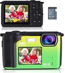 Digital Camera, 4K 64MP Cameras for Photography, 16X Zoom Vlogging Camera for YouTube with WiFi, Selfie Dual Screens Small Compact Camera for Beginners-Bicolourable