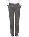 Boys Black Charcoal Grey Navy Blue Slim Fit School Trousers Adjustable Waist Age 3-18 Years