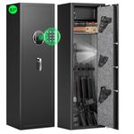 8-12 Gun Safe, Digital Gun Safes & Cabinets, 57"Heavy Duty Long Gun Cabinet for Rifles and Shotguns, Quick Access Gun Safe for Home Rifles and Pistols with Backlit Touch Keypad, Dual Alarm System
