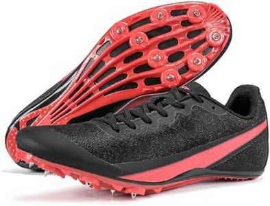Zakey Mens Track and Field Shoes Women Kids Professional Spikes Racing Sneakers Girls Light Weight Running Nail Spikes Shoes Boys (BlackRed,11.5)