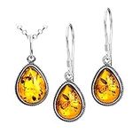 Sterling Silver Amber Drop Small Ch