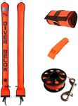 LalaKoo Diving Surface Marker Buoy Set SMB 5ft High Visibility Inflatable Scuba Signal Tube Safety Sausage with 100ft Diving Spool Reel and Clip