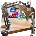 LISEN Gooseneck Phone Holder for Bed, Desk Bed Cell Phone Holder for iPhone Holders, Phone Accessories for Magsafe Gooseneck Kindle Holder, Overhead Phone Mount Recording Equipment Fits iPhone 15