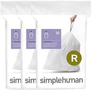 simplehuman Code R Custom Fit Liners, Drawstring Trash Bags, 10 Liter / 2.6 Gallon, 3 Refill Packs (60 Count)