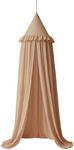 Wonder Space Kids Bed Canopy with Ruffles, Pastel Neutral Color for Boys & Girls, Frilled Cotton Tent Nursery Room Baby Crib Hanging Curtain Mosquito Netting Children Reading Nook Decoration (Nougat)