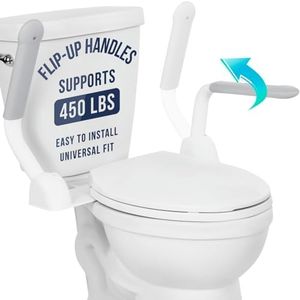 Vive Toilet Safety Rail with Flip-Up Handles - 450 lb Capacity Senior Safety Frame for Elderly & Disabled - Handicap Grab Bar Riser Stand Assist with Arms for Bathroom Assistance & Raised Toilets