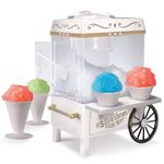 Nostalgia Snow Cone Shaved Ice Machine - Retro Table-Top Slushie Machine Makes 20 Icy Treats - Includes 2 Reusable Plastic Cups & Ice Scoop - White