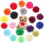 Windspeed 20Pcs Dog Flower Collar Accessory, Multi-Color Pet Flower Collars Soft Chiffon Dog Bow Tie Charms Flower for Puppy Collar Grooming Accessories (2 Sizes)