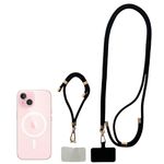 SAK Universal Adjustable Phone Strap Set - 1 x Crossbody Phone Nylon Strap + 1 X Wrist Phone Nylon Strap + 2 x Patches - Compatible with All Smartphones - Black