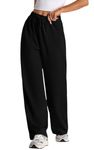 Q - RIOUS Women's Wide Leg High Waisted Baggy Lounge Sweat Pants Drawstring Athletic Flared Joggers with Pockets (Black_34)