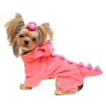 DELIFUR Dinosaur Dog Halloween Costume Pet Dino Hoodie for Small & Medium Dogs(Pink, L)