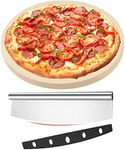 NILKANTH® - Pizza Stone for Oven and Grill,Free Rocker Cutter,Durable and Safe Baking Stone for Grill, Thermal Shock Resistant Cooking Stone-13 Inch