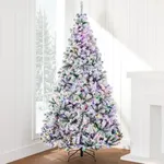 Best Choice Products Pre-Lit Artificial Christmas Tree 12ft Snow Flocked Pine Tree, 2-in-1 White and Multicolor LED Lights, Full Snowy Appearance