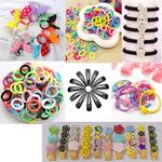 NAVMAV Hair Accessories Combo Set for Girls Multicolor Kids Hair Ties Fancy Cute Cartoon Hair Clip Mini Hair Elastic Rubber Band for Women & Girls Combo of 147