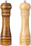 MG H&O Wood Salt Pepper Grinder Good Grips Easy Refill Adjust Coarseness Ceramic Rotor Grinder Set - Set of 2 (Dark Light, 8 Inch)