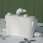 Side Drain Macerator Pump for Wall-Hung Toilet Upflush System, Copper Motor Grinder with Side Discharge and 3 Inlets for Sink, Shower, Laundry Wastewater Disposal, Hiden Behind the Wall, 7m Lifting