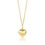 MIORE Gold Necklaces for Women with Heart in 9 kt 375 Yellow Gold- Shiny Gold Heart Pendant on 45 cm Curb Chain With Spring Ring Closure, Delivered in Jewellery Box