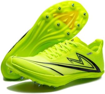 Track and Field Shoes Men Women Kids Spikes Sneakers Full-Length Carbon Plate Track Race Jumping Sneakers Girls Professional Running Tarck Spikes Shoes Boys (Green, Adult, Men, 1.5, Numeric, US Footwear Size System, Medium)