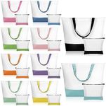 Sanwuta 20 Pcs Large Blank Canvas Tote Bags and Makeup Bags Blank Reusable Grocery Bags Canvas Bags with Handles(10 Light Colors)