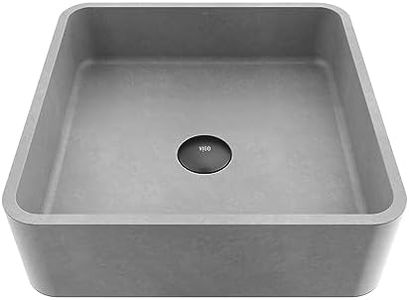 VIGO Concreto Stone™ 15.375 inch L x 15.375 inch W Over The Counter Freestanding Square Vessel Bathroom Sink in Gray - Sink for Bathroom VG04057