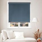 HIPPO 100% Simple Blackout Roller Blinds for Windows UV Protection Corded Roll Up and Down Blinds for Home & Office Customizable (Blue-Grey, 4FTX7FT)