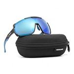 Odoland Cycling Sunglasses with Replaceable Magnetic Lenses for Men Women - Lightweight Polarized UV400 Sport Sunglasses for Driving Cycling Motorcycle and Outdoor Sport Blue