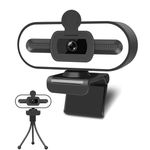 4K Webcam with Ring Light Microphone - Streaming Web Camera, 1080P Full HD Pro Camera for PC Mac Laptop Desktop, USB Computer Webcam with Privacy Cover and Tripod for Zoom Meeting Skype Teams Twitch
