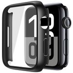 Misxi 2-Pack Hard PC Protective Case with Tempered Glass Screen Protector for Apple Watch Series 10 (2024) 46mm, Ultra-Thin Anti-Fall Scratch-Resistant Cover Protection for iWatch, Matte Black