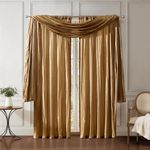 Elrene Home Fashions Venice Curtain Panels with Scarf Valance - Set of 3 - Panel 52" W x 108" L, Scarf 52" W x 216" L, Gold (2 panels - 1 scarf)