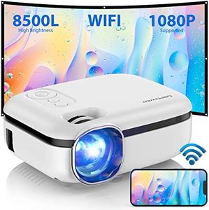 DBPOWER 8500L Mini WiFi Projector, WiFi Projector 1080P Supported Outdoor Projector, Portable Mini Projector with Carrying Bag Video Projector Compatible w/TV Stick/Phone/Laptop/PC/PS4