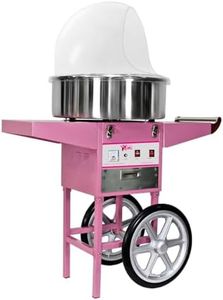 Royal Catering Máquina de Algodón de Azúcar con Carrito, Control Termostato y Rotación, 1200W, color Rosa, 52 cm