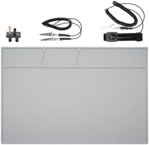 VOTCT Anti Static Mat with ESD Wrist and Ground Wire,ESD Silicone Soldering Mat Heat Resistant 932℉ for Electronic Products, iPhone, iPad, iMac, Laptops, Computers, PC Buildings, 20 * 13.5 in