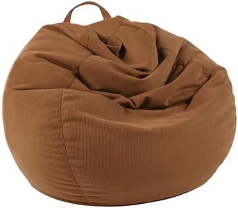 LPMOERA Stuffed Animal Storage Bean Bag Chair Cover (No Filler) For Kids and Adults.Soft Stuffable Bean Bag For Organizing Children Plush Toys or Memory Foam Caramel L for Adults