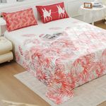 Story@Home Bedsheet for King Size Bed | Cotton Bedsheet | Abstract Bed Sheet Cotton with 2 Pillow Covers (270 X 270 Cm, White & Red) | Perfect for Diwali Gifting/Festive Gifting | 240TC