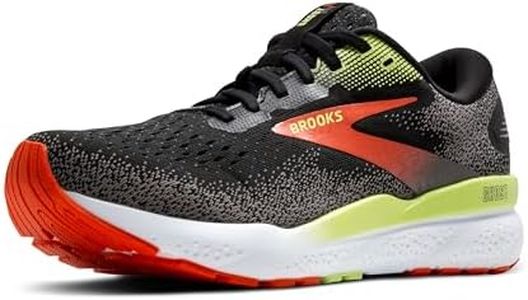 Brooks Men's Ghost 16 GTX Sneaker, Black Mandarin Red Green, 10 US
