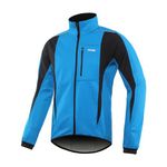 ARSUXEO Cycling Jacket Mens Waterproof Windproof Softshell Winter Thermal Breathable Bike Outerwear 15K Blue Size Medium