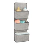 AB SALES Fabric Textured Print Wall Hanging Storage Organizer, 3 Large Pockets (Grey)