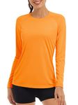 TACVASEN Sun Shirts Women Athletic Tops Shirt Breathable Hot Weather Long Sleeve Shirt Orange, M