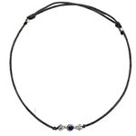 DARSHRAJ 925 Sterling Silver Tai-Knot With Evil Eye Black Thread Anklet For Girls|Women|Baby Girls