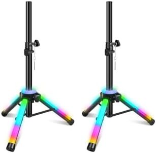 GZGDLJQ Speaker Stands Pair LED Multi Colors, Adjustable 25-39 Inch DJ Speaker Stand Tripod Universal 35mm, Small PA Speaker Stands Constructed with Lightweight Durable Steel,Safety PIN Screw Locks