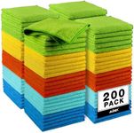 AIDEA Microfiber Cleaning Cloth, 200PK, Microfiber Towels for Cars, Shop Towels Cleaning Rags, Premium Wash Cloths, Absorbent Towel for SUVs, House, Kitchen, Window, Cleaning Supplies 12×12"