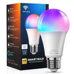 Tenmiro Smart Light Bulbs,Compatible with Alexa and Google Home Light Bulbs,Full Colour Changing Dimmable Led Light Bulb,Music Sync,WiFi & Bluetooth Color Changing Light Bulb,A19 9W 800 Lumens
