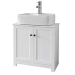 raxter Under Sink Bathroom Cabinet Space Saving Storage Organizer with 2 Doors, White and Grey (WHITE)