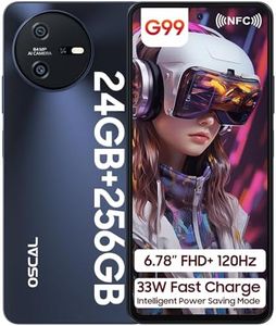 OSCAL TIGER 12 Mobile Phones 120Hz, 24GB+256GB/TF 1TB, Helio G99 Gaming Phone, 6.78" FHD+ Smart Phone, Android 13 Smartphone, 5000mAh 33W Charge, 64MP, NFC, OTG, BT5.0, Face/Fingerprint Unlock-Black